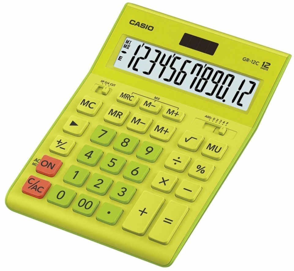 Калькулятор настольный Casio GR-12C-GN-W-EP 12 разрядов 250443 (64950)