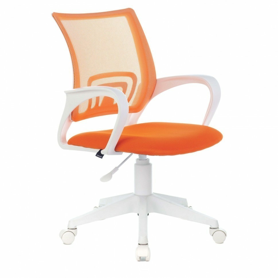 Кресло BRABIX Fly MG-396W с подлокотниками пластик белый сетка оранжевое 532401 (94552)