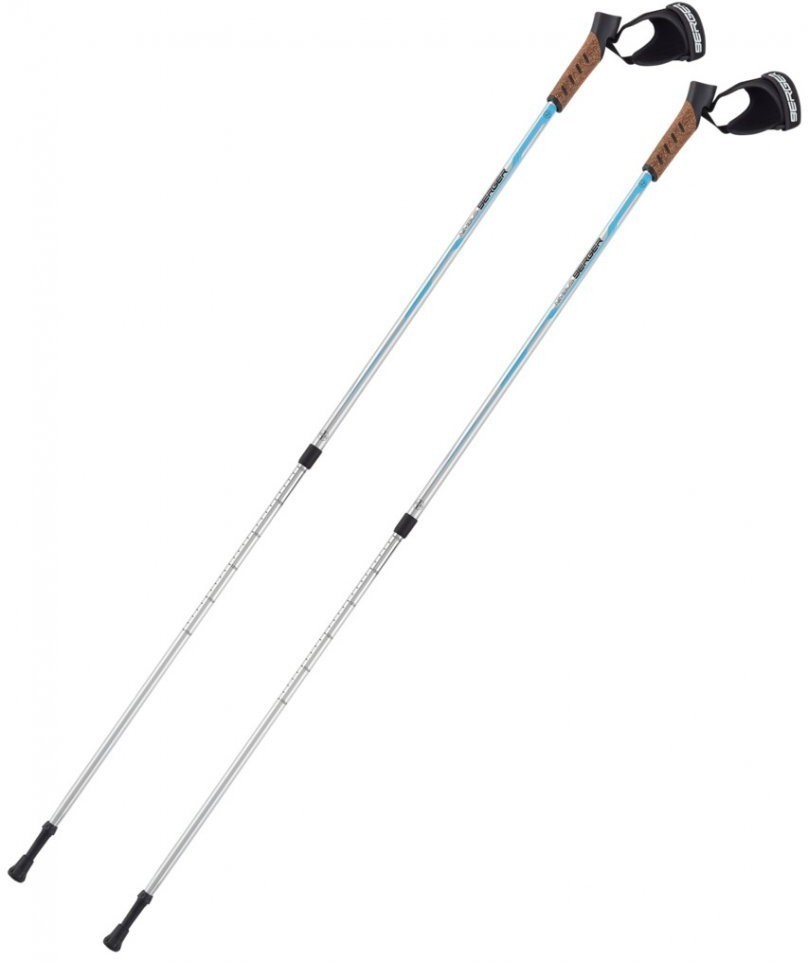 Скандинавские палки Nimbus, 77-135 см, 2-секционные, серебристый/голубой (1527730)