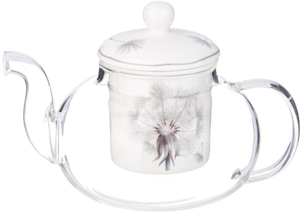Чайник стеклянный с фарфоровым ситом lefard dandelion  650 мл (87-293)