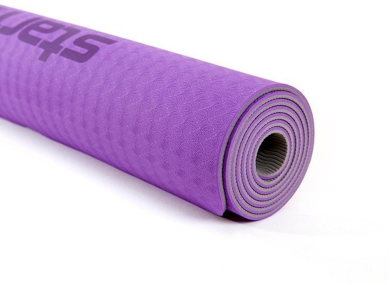 Коврик для йоги и фитнеса FM-201, TPE, 173x61x0,5 см, фиолетовый/серый (1005328)