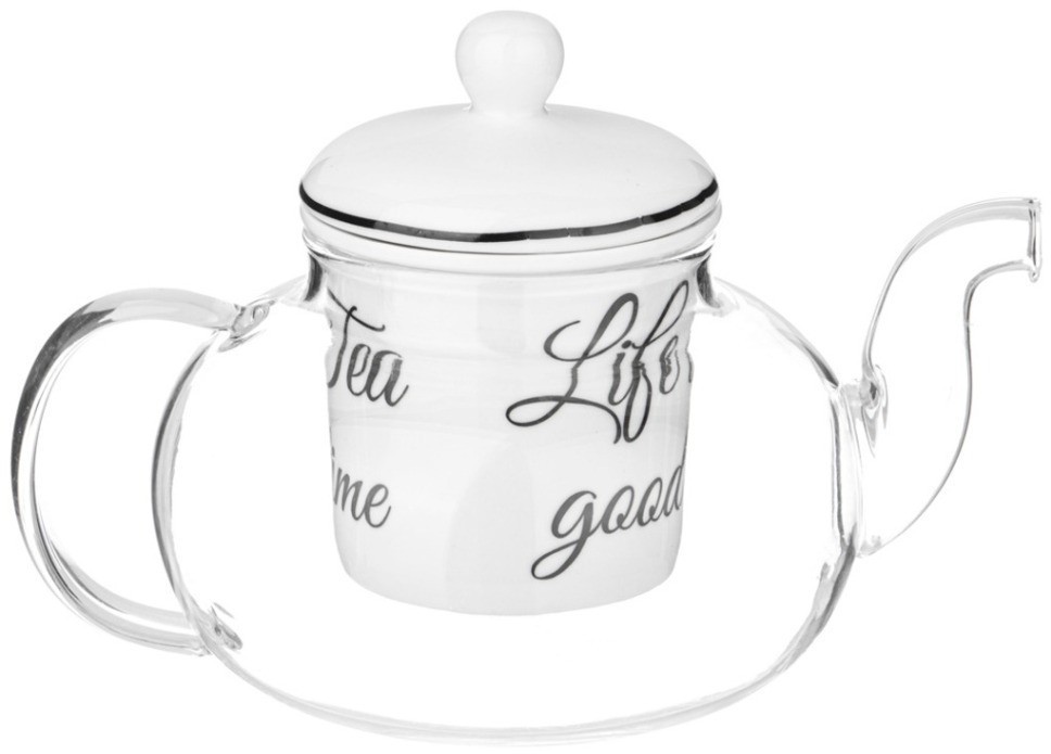 Чайник стеклянный с фарфоровым ситом lefard bon appetit 650 мл (87-294)