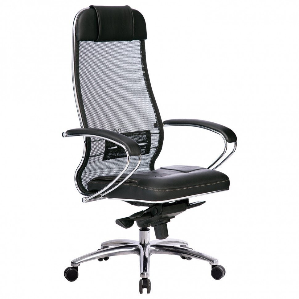 Кресло руководителя Metta Samurai SL-1.04 сетка/кожа черное 531528 (84623)