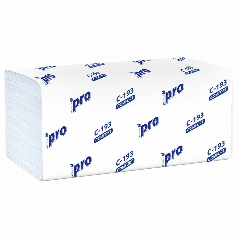 Полотенца бумаж 250 шт PROtissue H3 COMFORT 1-сл белые к-т 20 пачек 22x21 V-сл C193 115365 (92625)