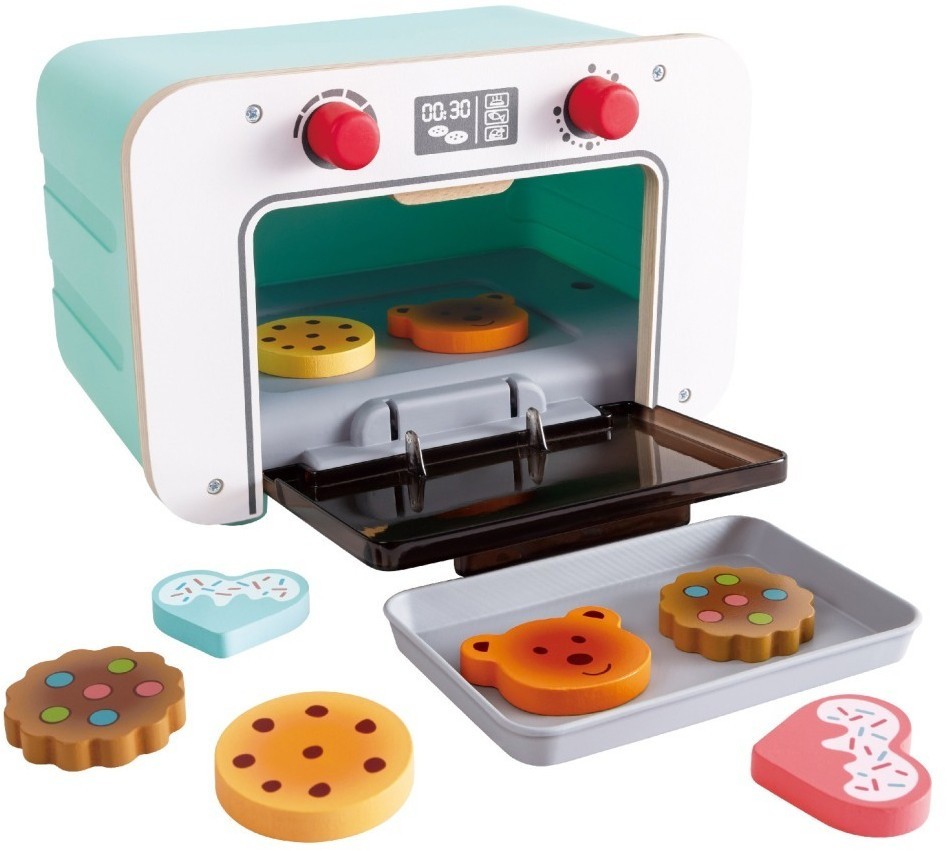 Детская игрушка кухня 2в1 (духовка, набор еды) со светом, звуком и сменой цвета игрушечной выпечки, серия "Набор пекаря" (E3199_HP)