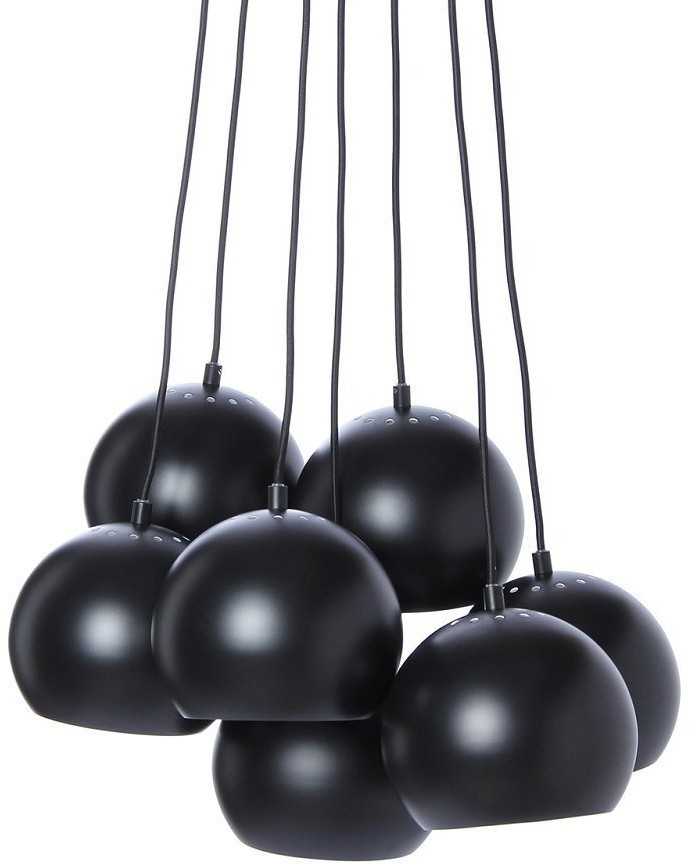 Люстра ball, 7 плафонов, 120 см, черная матовая, черный шнур (68041)