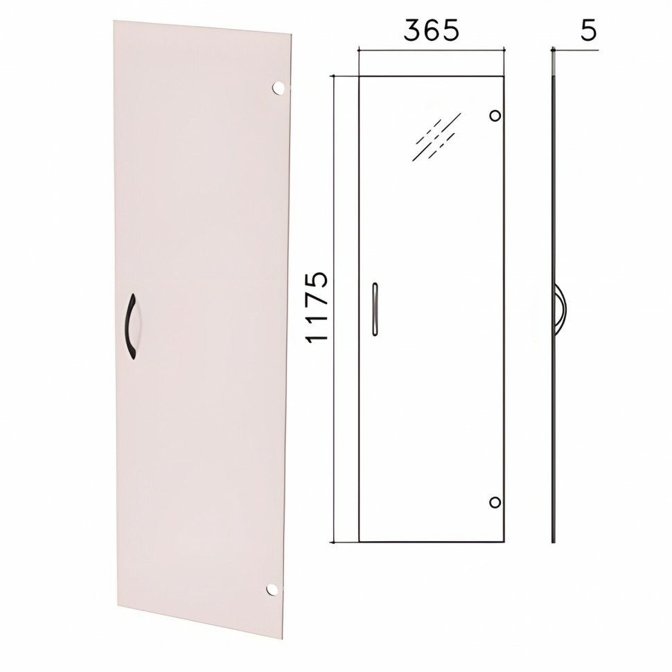 Дверь Стекло тонированное средняя Фея Монолит 365х1175х5 мм без фурнитуры ДМ43 640017 (91839)
