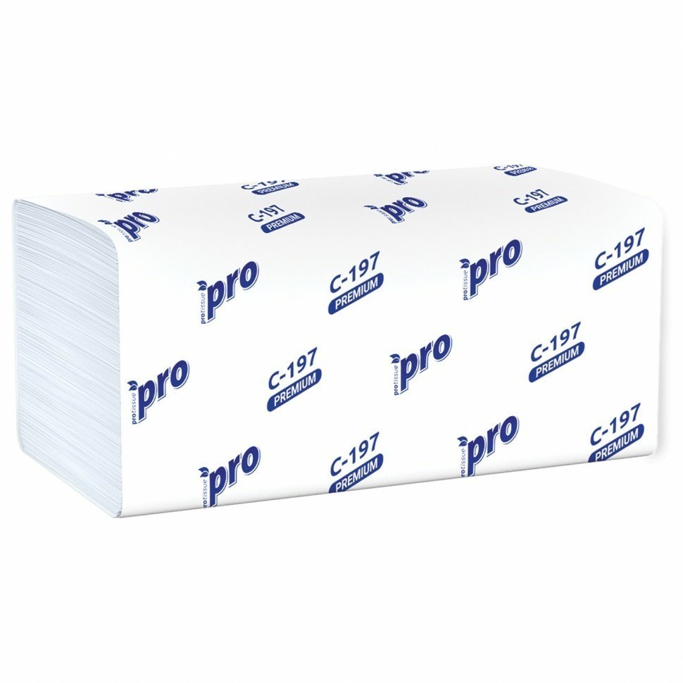 Полотенца бумаж 200 шт PROtissue H3 PREMIUM 2-сл белые к-т 20 пачек 22х21 см V-сл С197 114334 (92559)