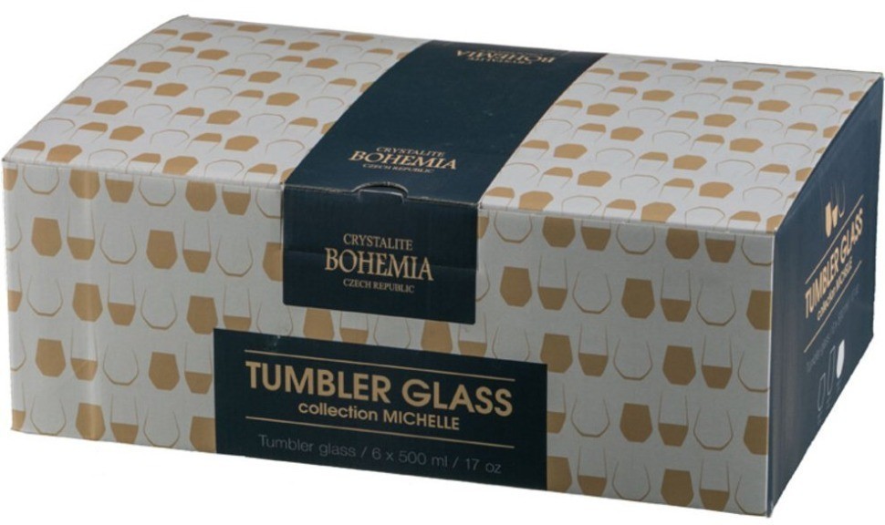 Набор стаканов для виски из 6 шт. "квадро декорейшн 72т76" 340 мл.высота=10 см. Crystalite Bohemia (669-033)
