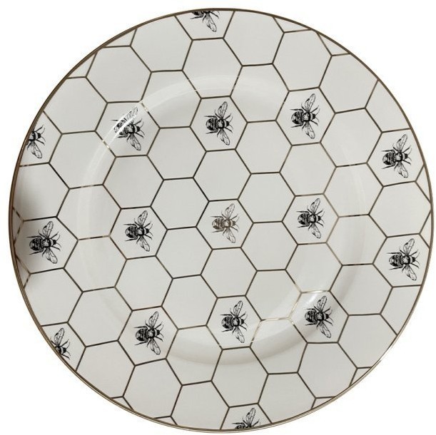 Тарелка обеденная HONEYCOMB пчёлки 26см (2) (TT-00010296)