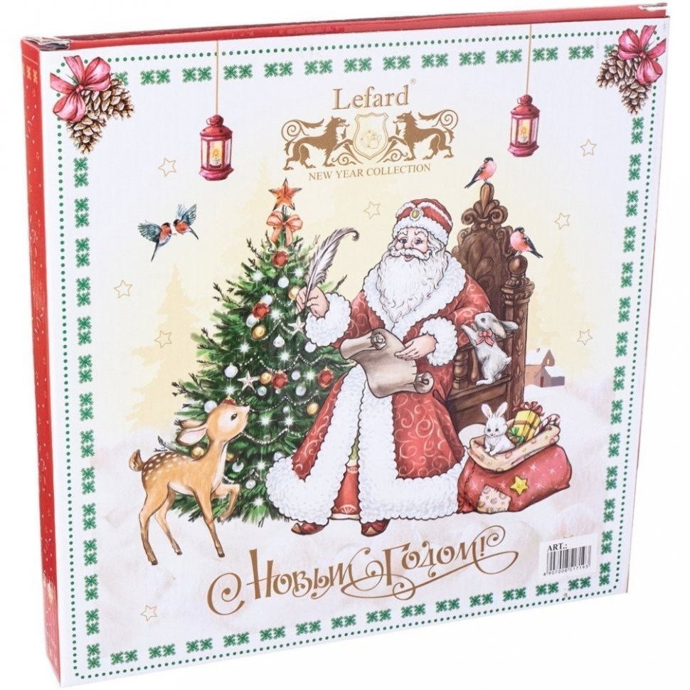 Тарелка обеденная lefard  "дед мороз" 27 см красная (85-1719)