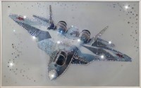 Картина Истребитель в небе с кристаллами Swarovski (1168)