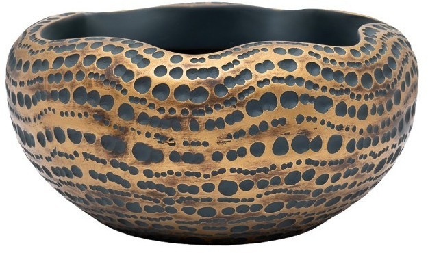 Кашпо синее с золотом d32*16см (TT-00011766)