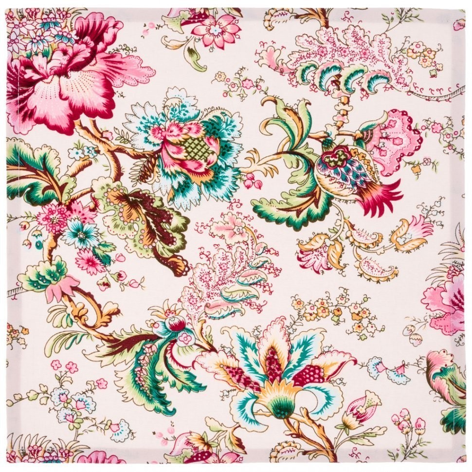 Комплект салфеток из 4х шт, "райский сад"40х40см,100%х/б ,белый+розовый SANTALINO (850-832-8)