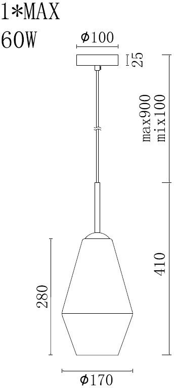 Светильник потолочный латунь, d20*h130см (TT-00008713)