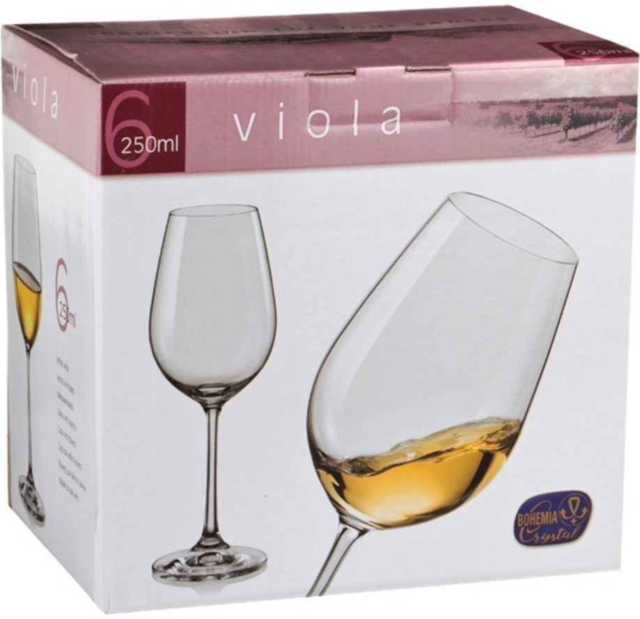 Набор бокалов для вина из 6 шт. "виола микс" 250 мл. высота=21 см. Bohemia Crystal (674-321)