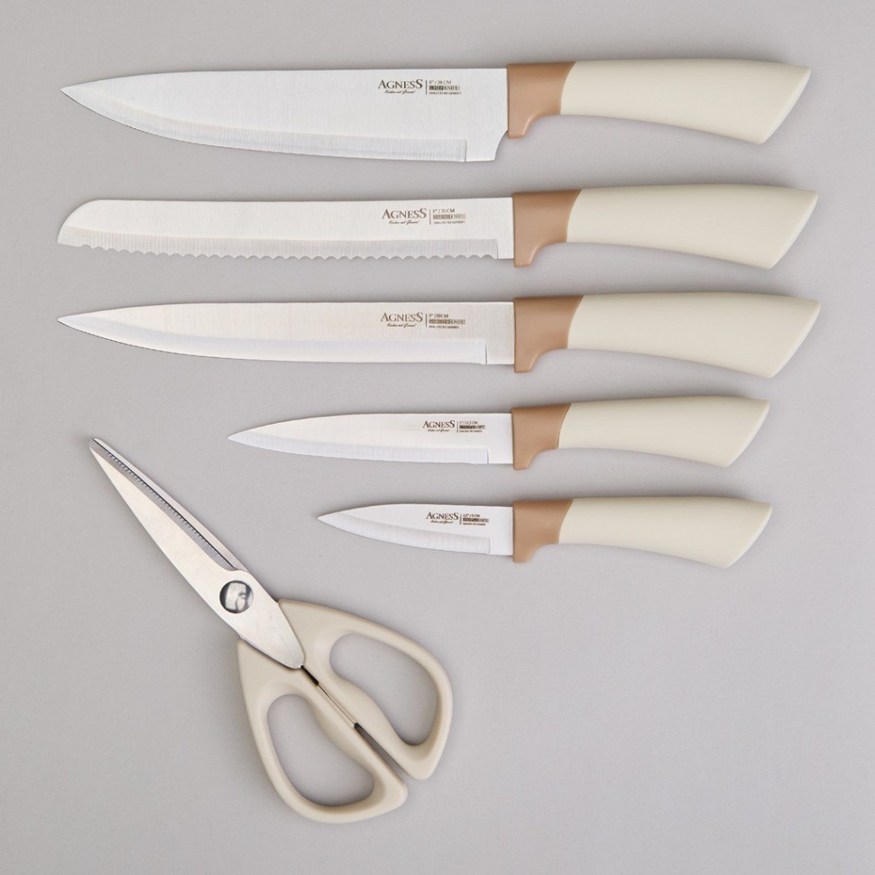 Набор ножей agness  на пластиковой подставке, 7 предметов (911-779)