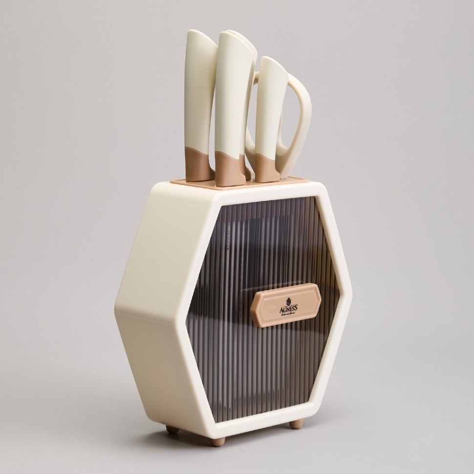 Набор ножей agness  на пластиковой подставке, 7 предметов (911-779)