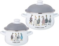 Набор кастрюль agness  эмалированных серия &quot;family farm&quot;, 4пр. 1,5л и 2,8л, 16х10см, 20х12см (934-718)