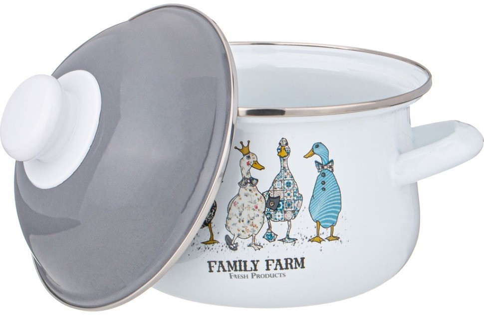 Набор кастрюль agness  эмалированных серия "family farm", 4пр. 1,5л и 2,8л, 16х10см, 20х12см (934-718)