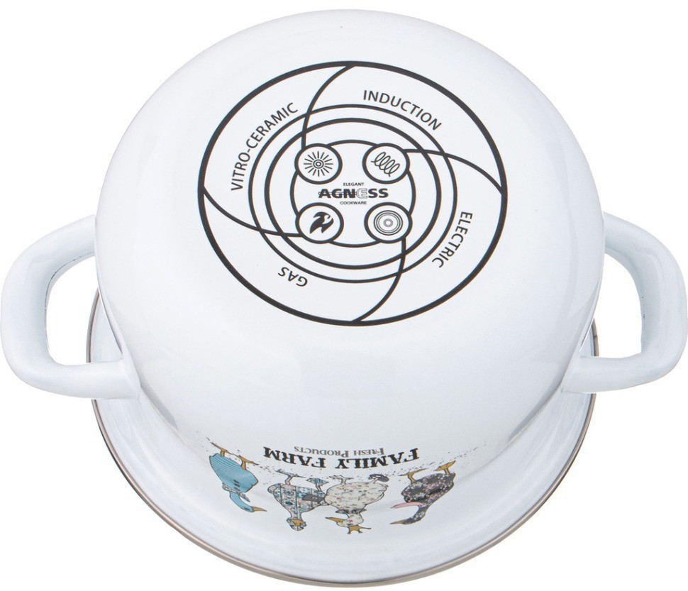 Набор кастрюль agness  эмалированных серия "family farm", 4пр. 1,5л и 2,8л, 16х10см, 20х12см (934-718)