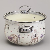 Кастрюля agness эмалированная со стеклянной крышкой серия &quot;lavender cats&quot;, 3,8 л диа. 22см (943-078)