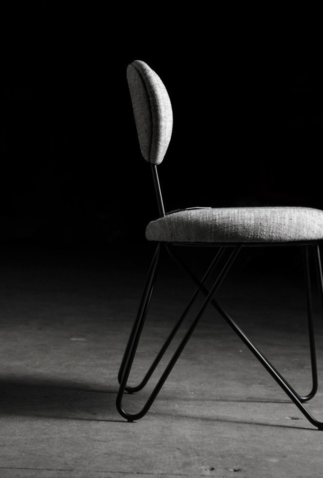 Стул LP18/MB/A760-8A, металл, текстиль, Matt black/grey, MARMO