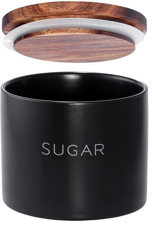 Банка керамическая для хранения сахара, 400 мл, черная (78750)