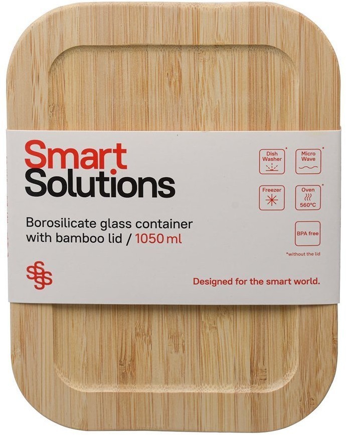 Контейнер для запекания и хранения smart solutions с крышкой из бамбука, 1050 мл (71112)