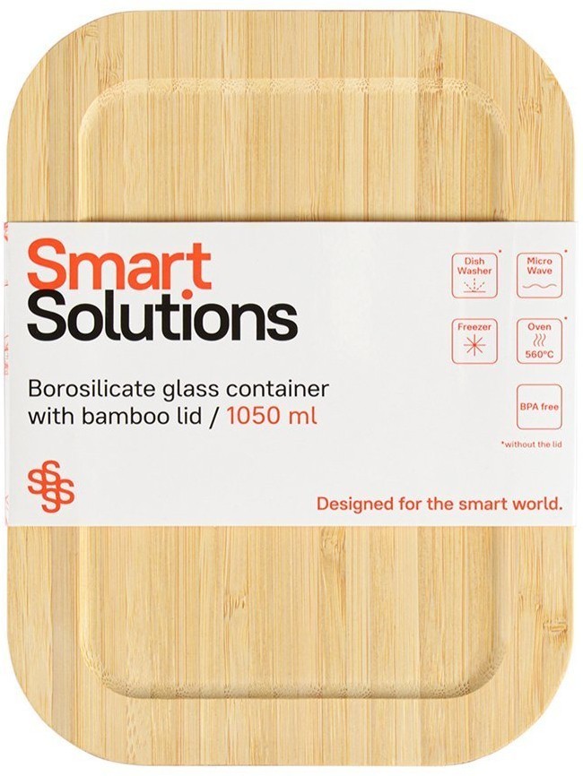 Контейнер для запекания и хранения smart solutions с крышкой из бамбука, 1050 мл (71112)