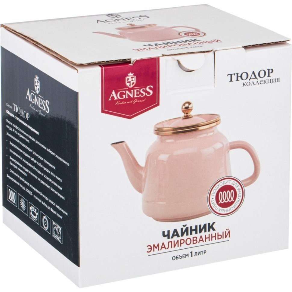 Чайник agness эмалированный, серия тюдор 1,0л Agness (950-337)
