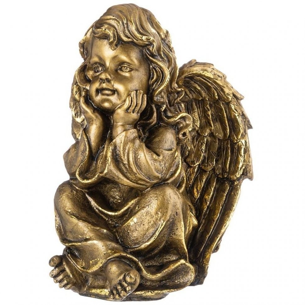 Фигурка декоративная "ангел-мечтатель" высота 28 см цвет: бронза с позолотой ИП Шихмурадов (169-365)