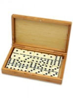 Домино (пластиковые фишки) в деревянной коробке 18x12 см (47241)