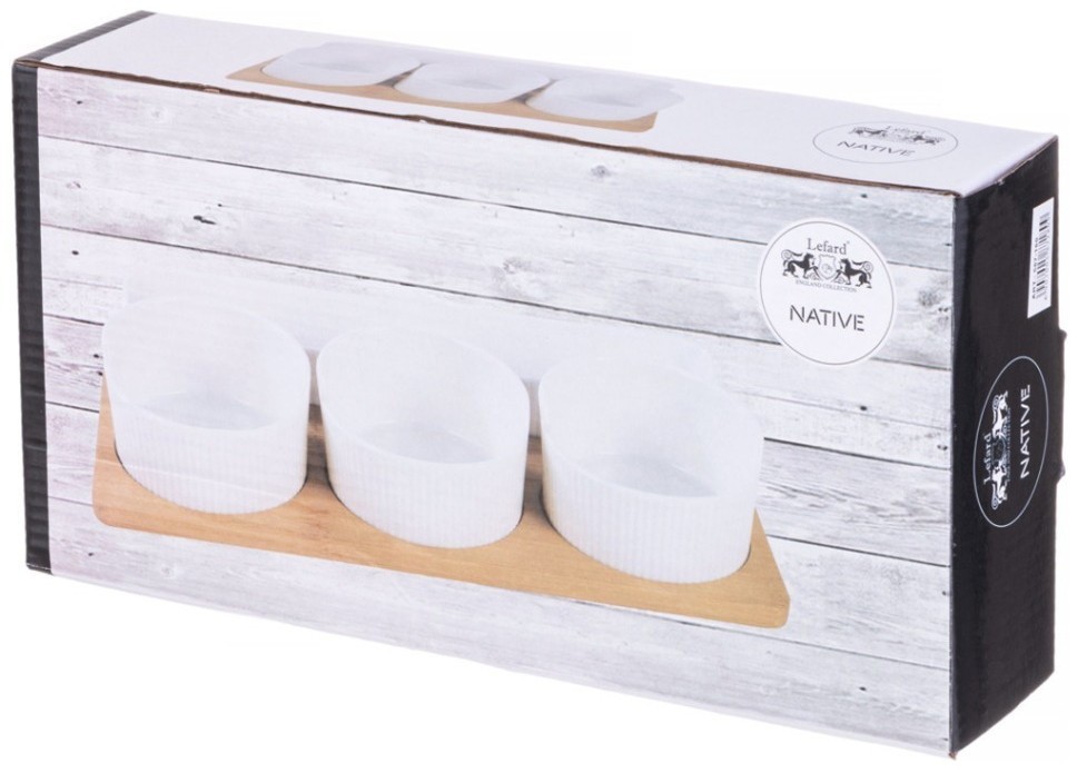 Менажница 4 секции lefard "native" 26,5 см на дерев. подставке (587-180)