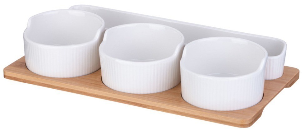 Менажница 4 секции lefard "native" 26,5 см на дерев. подставке (587-180)