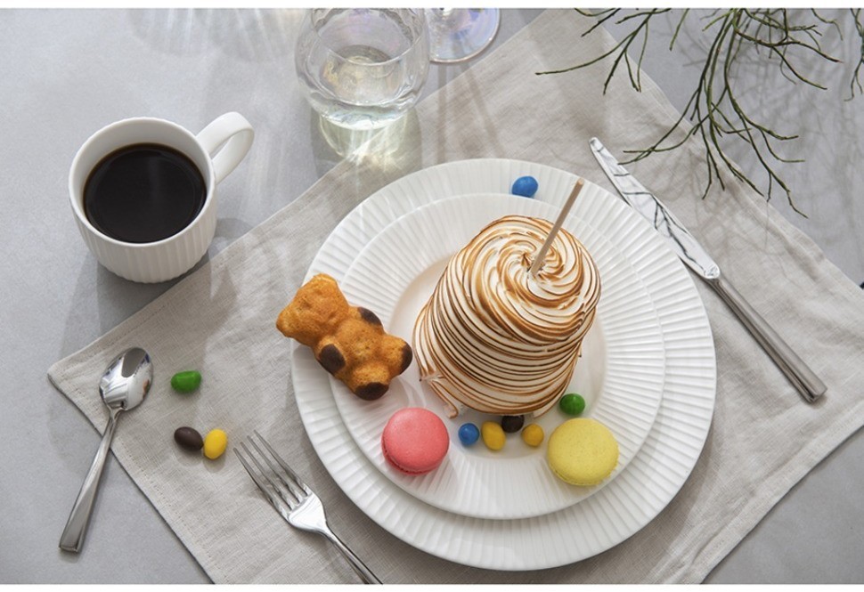 Набор обеденных тарелок soft ripples, D27 см, белые, 2 шт. (73511)