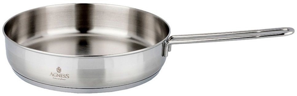 Сковорода agness professional 26*6 см, 3,2 л высококачественная нерж сталь 18/10 индукционное дно (936-325)