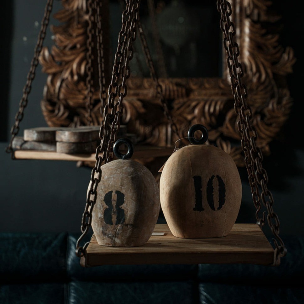 Декор гиря FO-1540B, MANGO WOOD AND IRON, Antique white, ROOMERS FURNITURE