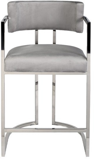 Стул полубарный велюр серый/хром 52*55*91см (TT-00011550)