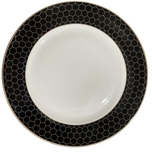 Тарелка закусочная HONEYCOMB чёрно-золотая деколь 19,5см (2) (TT-00010299)