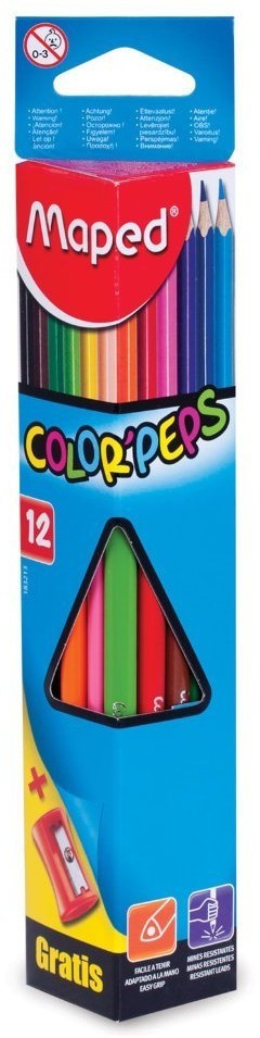 Карандаши цветные трехгранные Maped Color'Peps 12 цветов с точилкой 183213 (4) (65723)