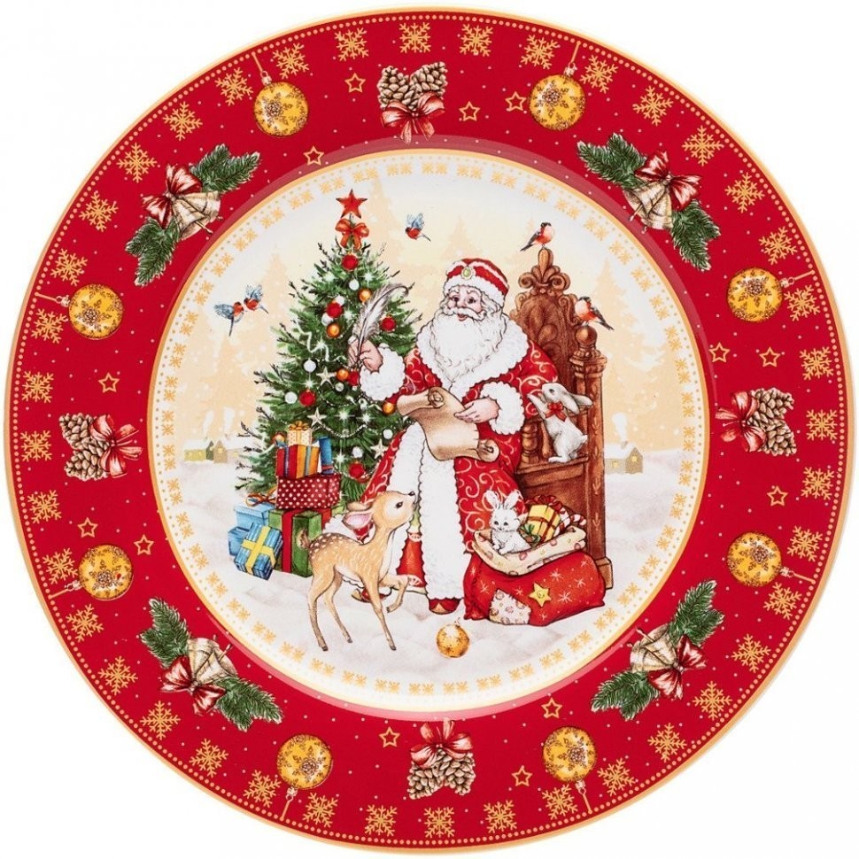 Тарелка закусочная lefard "дед мороз" 20,5см красная Lefard (85-1720)