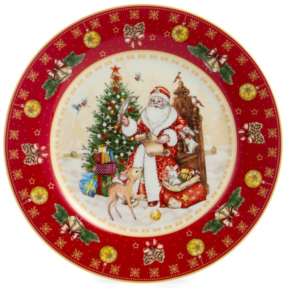 Тарелка закусочная lefard "дед мороз" 20,5 см красная (85-1720)