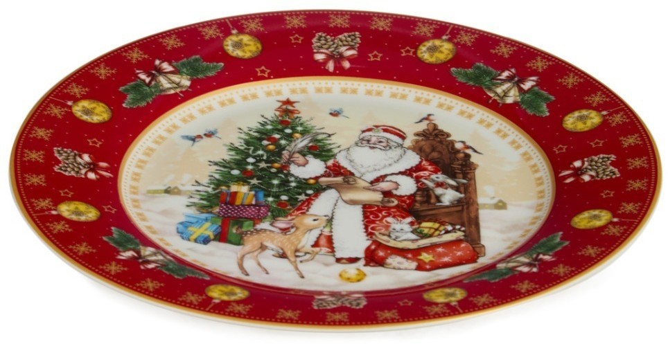 Тарелка закусочная lefard "дед мороз" 20,5 см красная (85-1720)