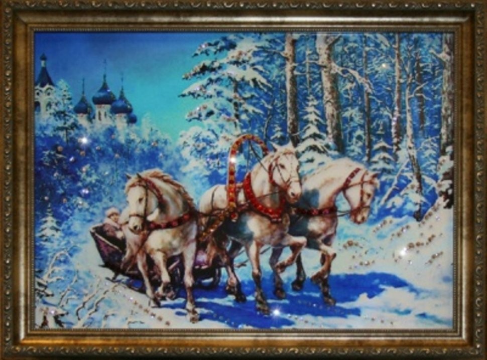 Картина Тройка малая с кристаллами Swarovski (1404)