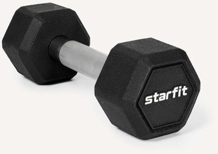Гантель гексагональная STARFIT DB-301PRO 4 кг, обрезиненная, черный (2115108)