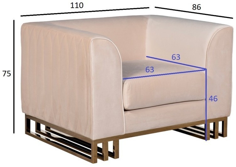 Кресло Lucerne велюр бежевое 110*86*75см (TT-00012025)