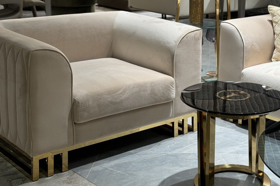 Кресло Lucerne велюр бежевое 110*86*75см (TT-00012025)