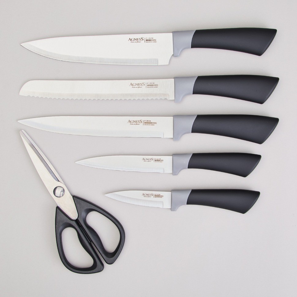 Набор ножей agness  на пластиковой подставке, 7 предметов (911-778)
