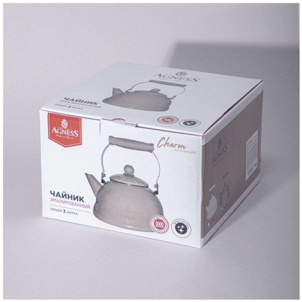 Чайник agness эмалированный серия "charm", 3,0л (934-602)